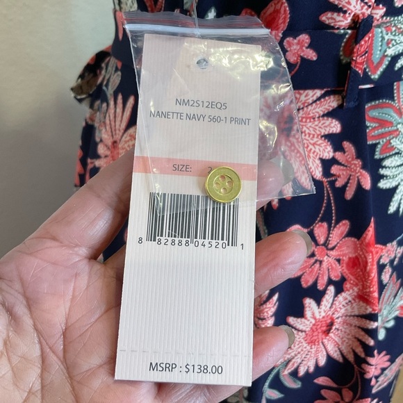 NWT Nanette Lepore Fit & Flare Midi Dress Floral Print Belted with Pockets Sz 2 - Picture 15 of 15